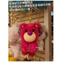 香港迪士尼樂園限定 熊抱哥 Q版大眼睛造型長長絨毛吊飾